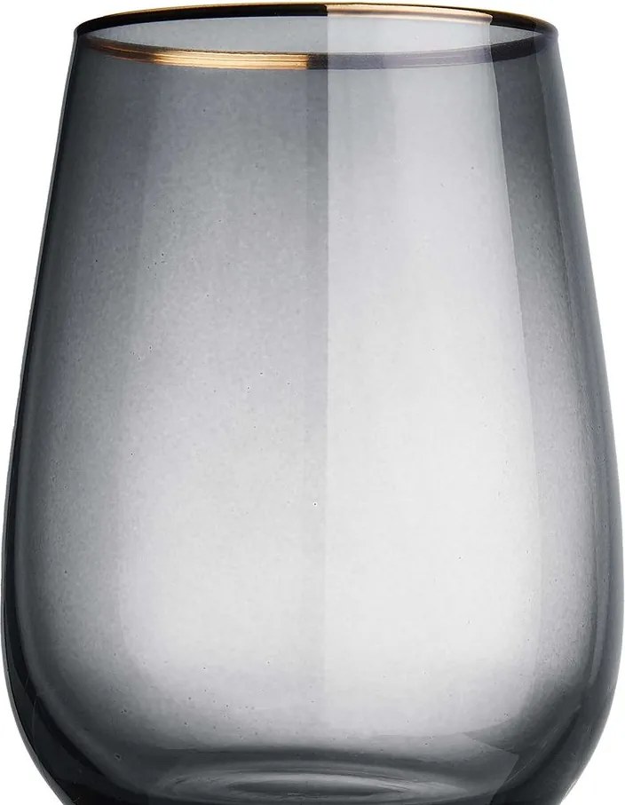 TOUCH OF GOLD vizespohár aranyszegéllyel, szürke 590 ml