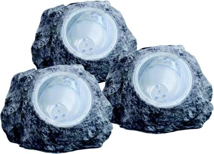 Globo 3302-3 Solar kő szett, szürke műanyag, IP44, akkumulátorral: AA 600mAh 1,2V, HxSZxM:150x125x105mm, tartozék: 2xLED 0,06W 3,2V, 2xLED 0,06W 3,2V, 3db/szett
