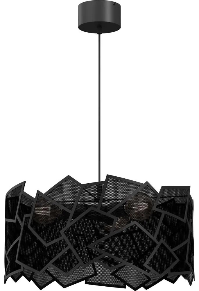 Csillár zsinóron CAMO 3xE27/15W/230V fekete