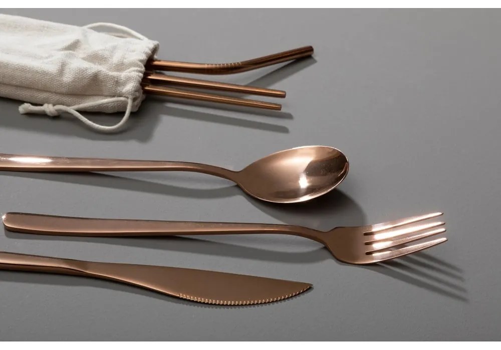 Rézszínű rozsdamentes acél evőeszköz készlet 6 db-os Mimo – Premier Housewares