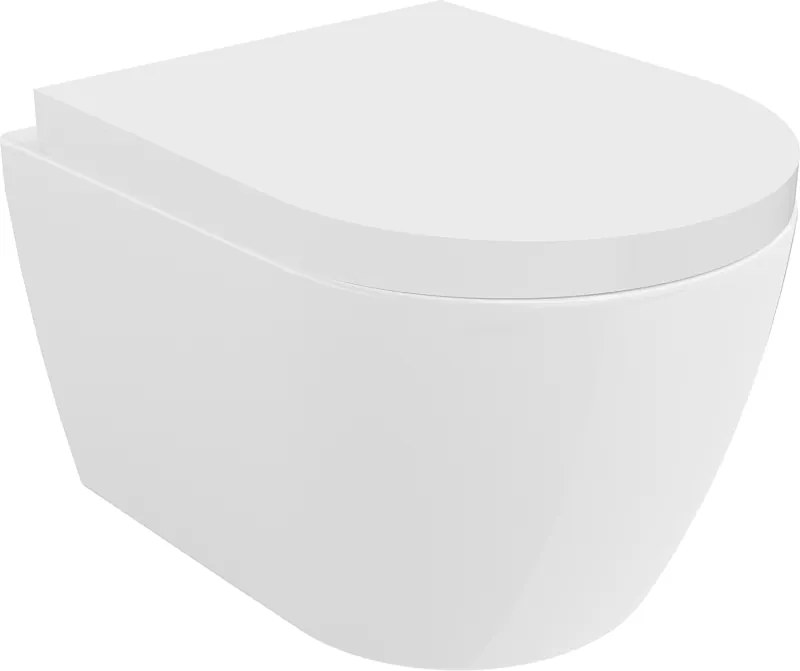 Mexen Carmen Rimless WC csésze lassan csukódó, kemény, duroplast, fényes fehér ülőkével - 30880200