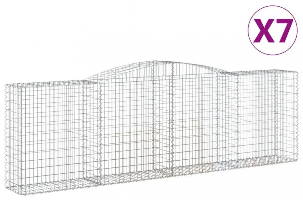 7 db íves horganyzott vas gabion kosár 400x50x120/140 cm