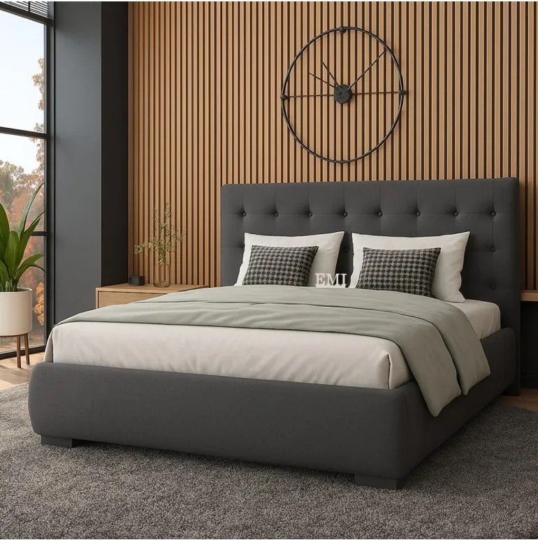 Aria kárpitozott ágy + rácsos rács + matrac EMI