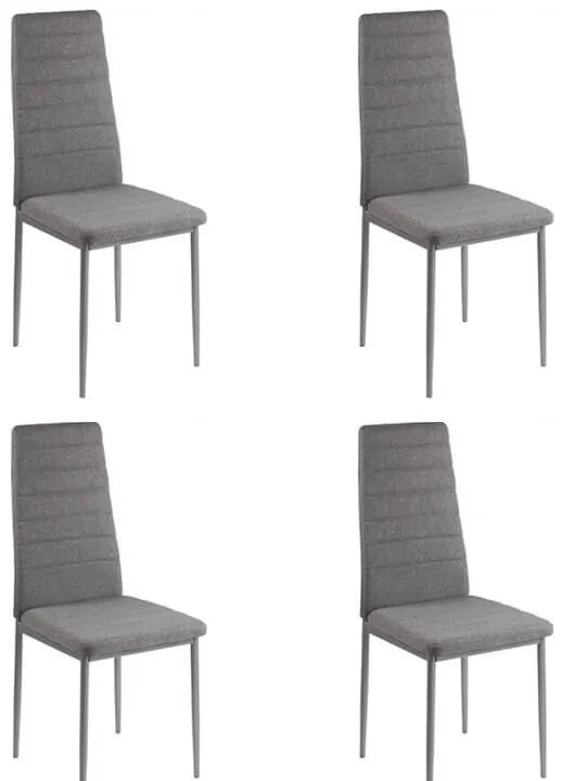 Masiv 4 személyes étkezőszett Coleta székekkel, Beton - Szürke szövet N
