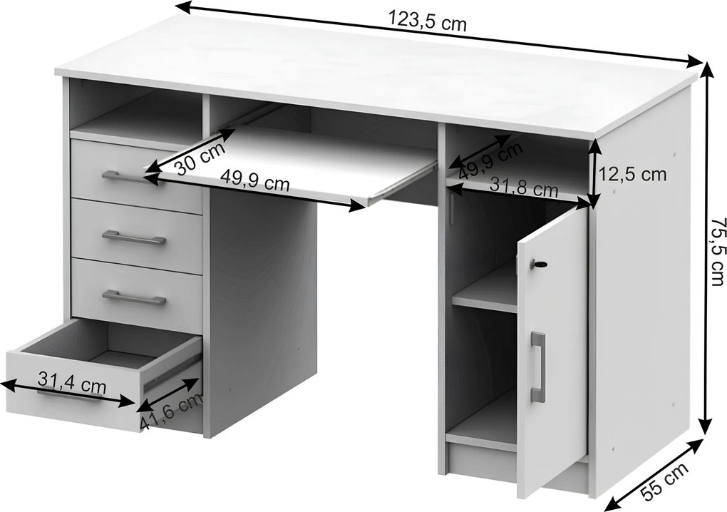 PC asztal, fehér, B9 NEW