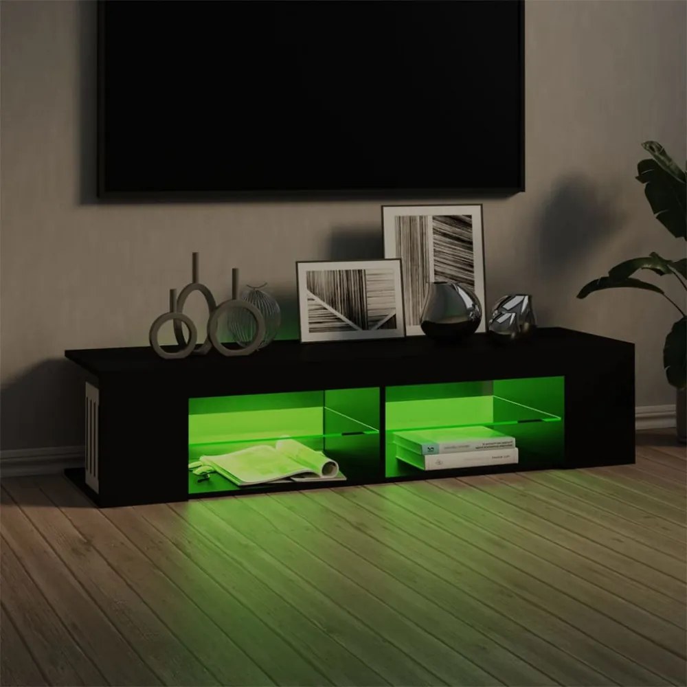 fekete TV-szekrény LED-lámpákkal 135 x 39 x 30 cm