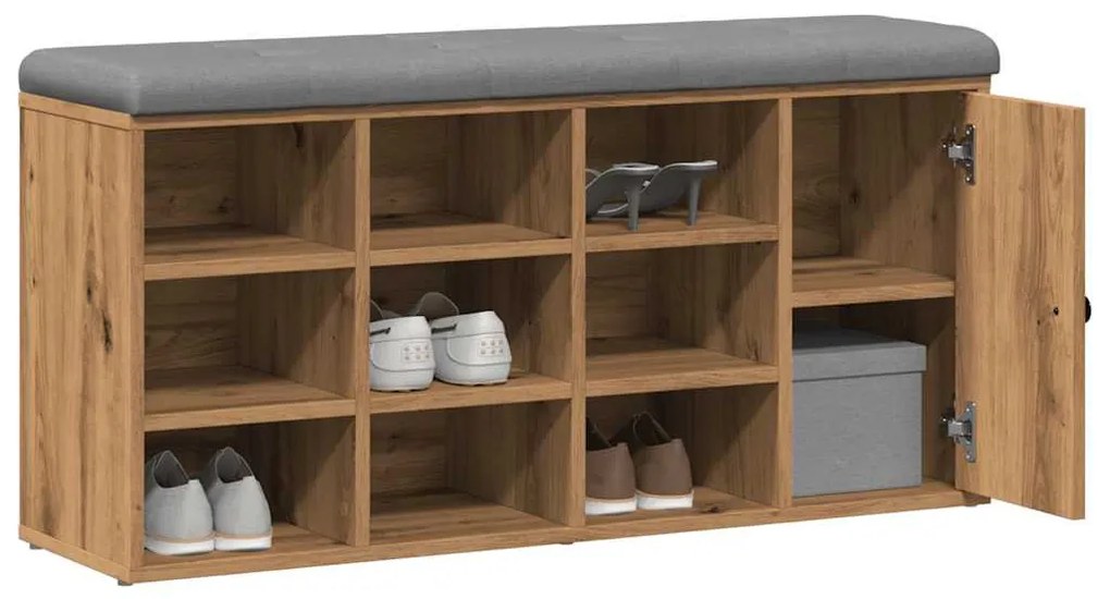 kézműves tölgy szerelt fa cipőtároló pad 102x32x50 cm