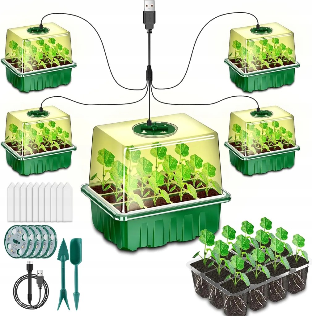 Otthoni Üvegház Mini Üvegház Növénytermesztéshez 5 Db Akcesoria Lámpa