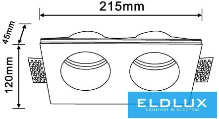 UNIVERSO Gipsz süllyesztett spot lámpatest 2xGU10 215x120x45mm IP20 fehér
