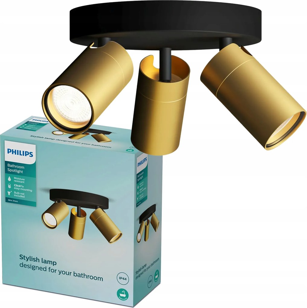 Fürdőszobai Mennyezeti Lámpa IP44 3x GU10 Plafon Reflektor Spot Idris Philips