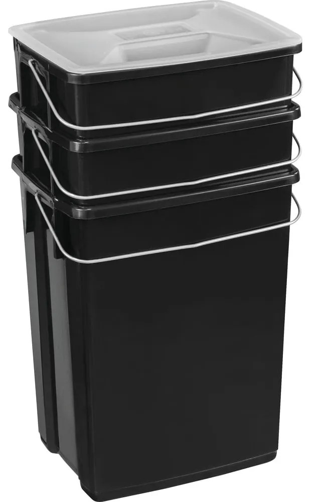 Fekete műanyag szelektív szemetes készlet 3 db-os 2x10+6 l Biobox – Curver