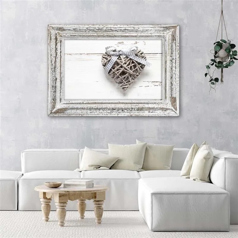 Gario Vászonkép Fonott szív, masni fával Méret: 100 x 70 cm