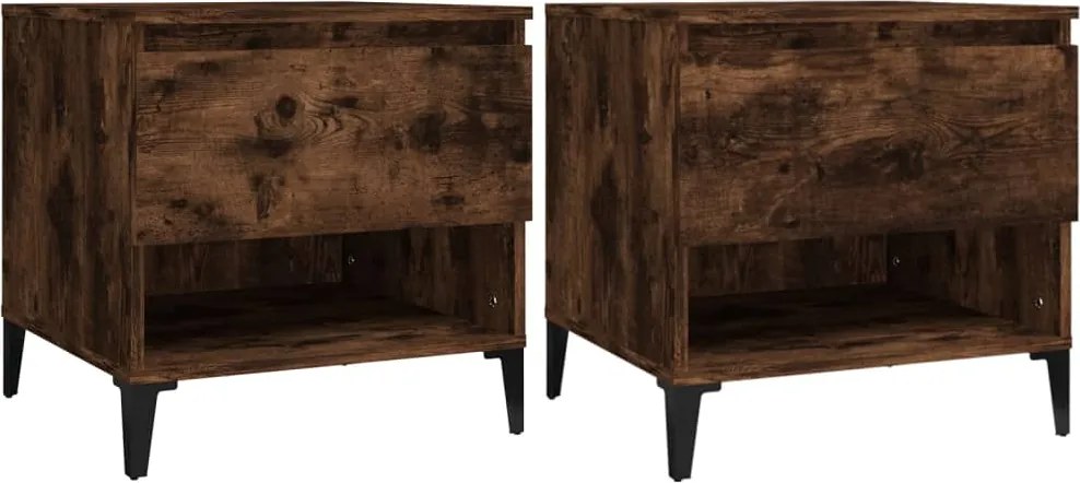 vidaXL 2 db füstös tölgy színű szerelt fa kisasztal 50 x 46 x 50 cm