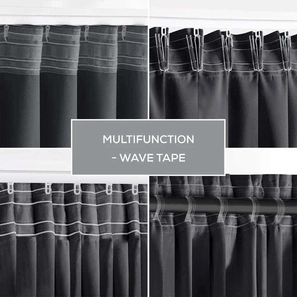 Sötétszürke sötétítő termo függöny 140x245 cm Pleat – Restilo