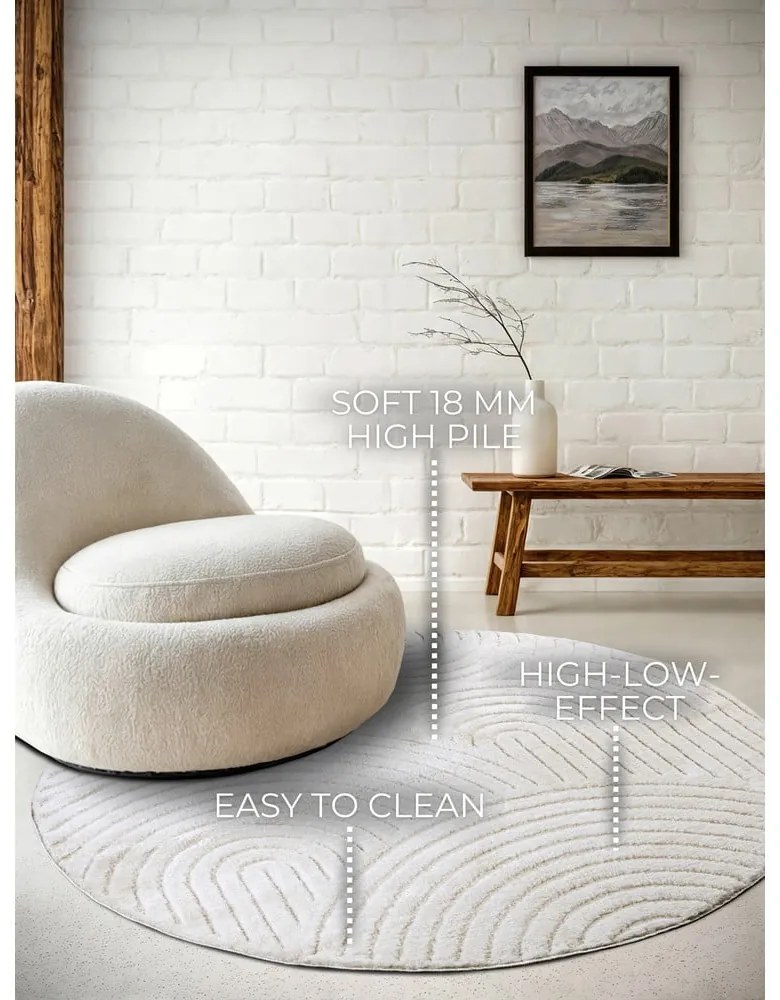 Fehér kerek szőnyeg ø 160 cm Panglao New York White – Elle Decoration