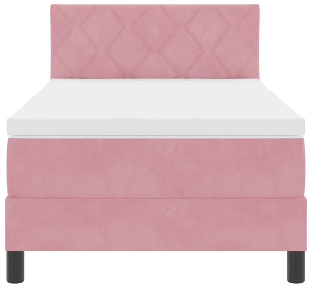 Boxspring Ágy Mattal Rózsaszín Egyszemélyes Bársonyos