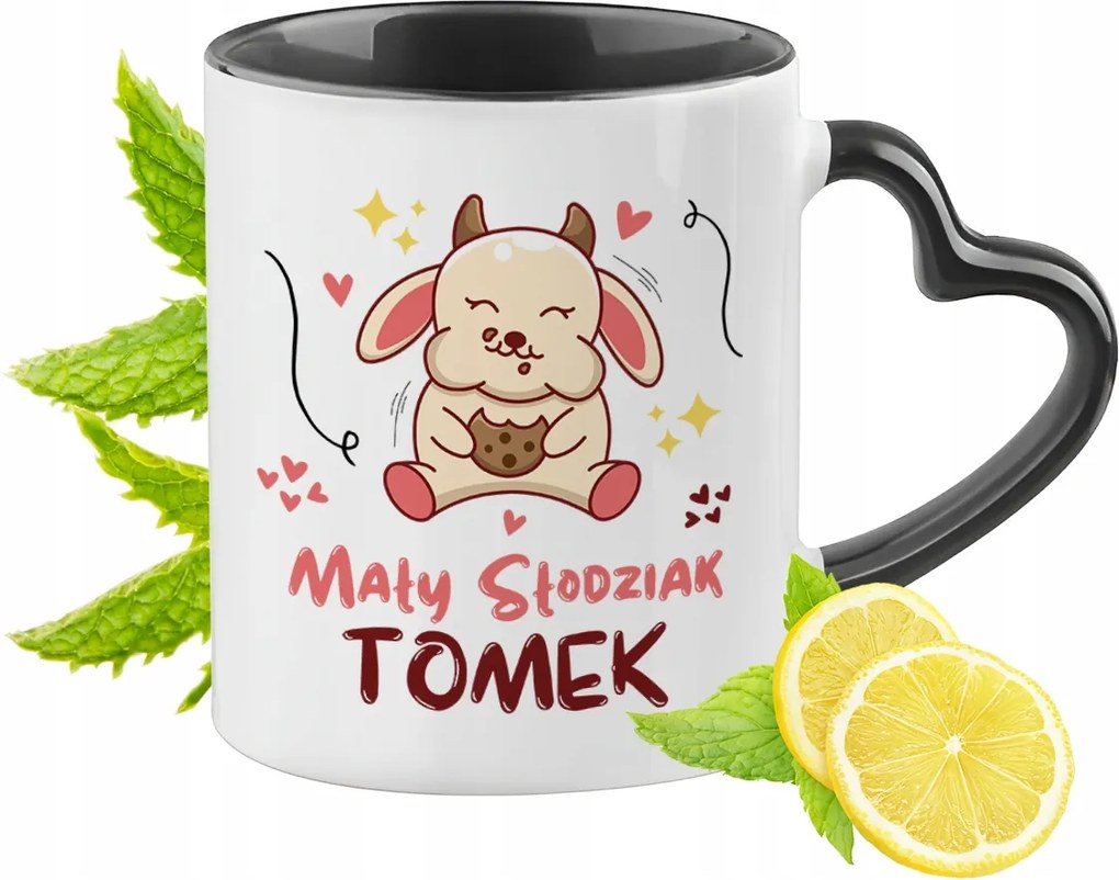 Fekete bögre szív alakú füllel Tominak Tökéletes Ajándék