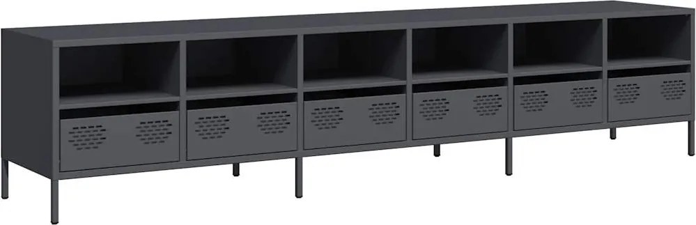 vidaXL antracitszürke hidegen hengerelt acél TV-szekrény 202x39x43,5cm