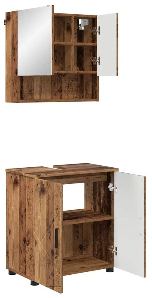 Fürdőszoba bútor szett 2 pcs Régi fa 61 x 35 x 64 cm Faanyag