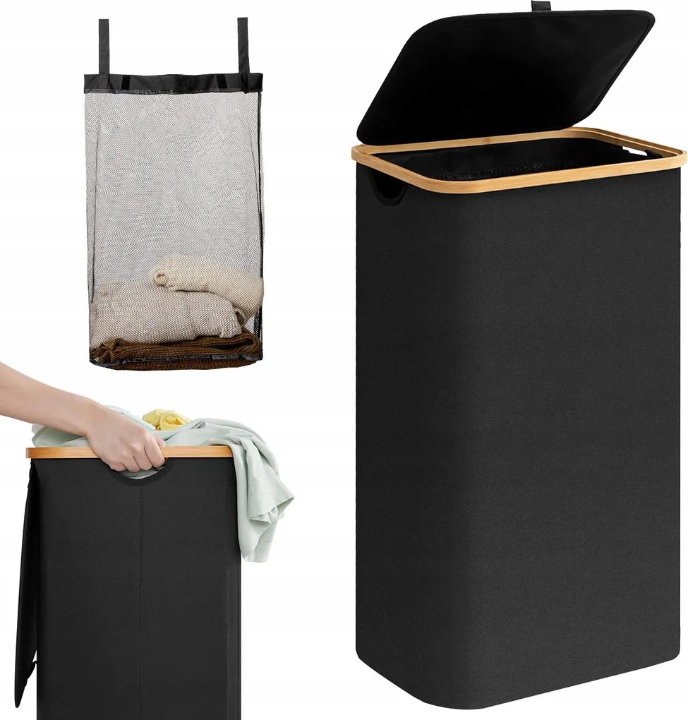 100L fekete szennyestartó kosár kivehető belső betéttel