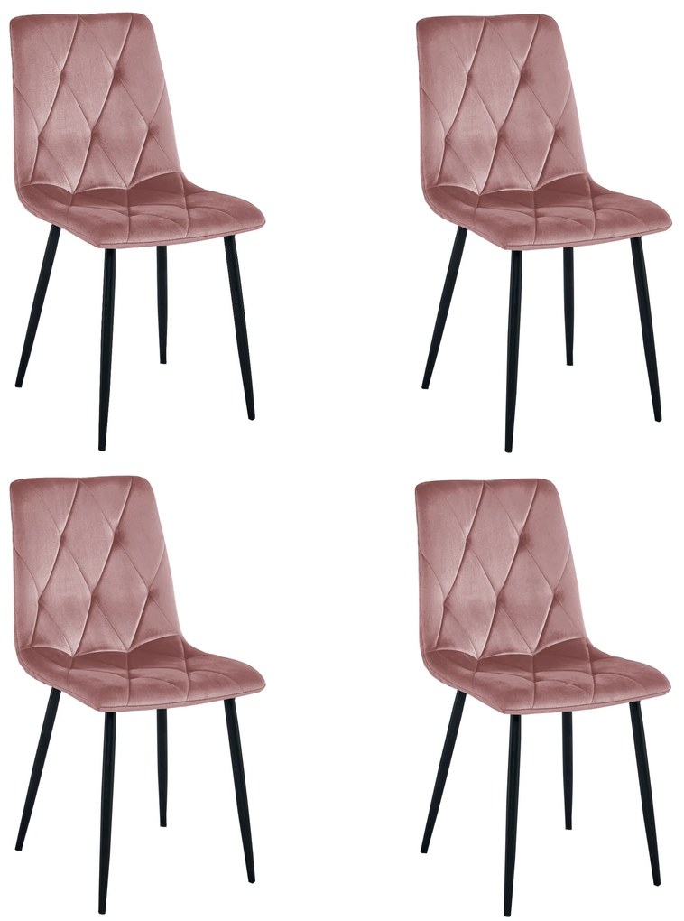 Rózsaszín bársony étkezőszék LIBRA fekete lábakkal