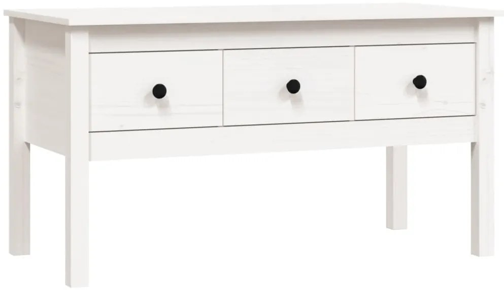 Fehér tömör fenyőfa dohányzóasztal 102 x 49 x 55 cm