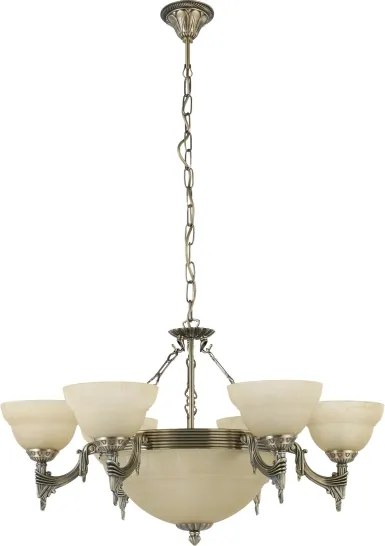 EGLO 85858 - Csillár láncon MARBELLA 9xE14/60W alabástrom üveg