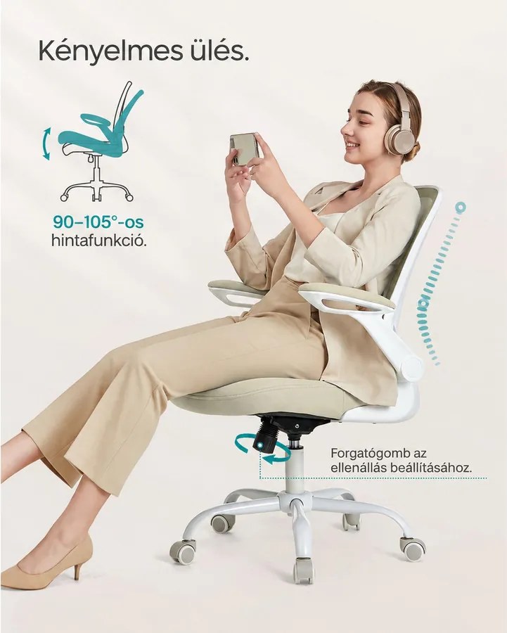 Ergonomikus irodai szék zabpehely-bézs színben