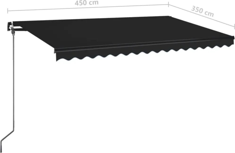 Antracitszürke kézzel kihúzható napellenző 450 x 350 cm