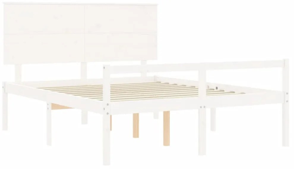 fehér tömör fa ágy időseknek fejtámlával King Size