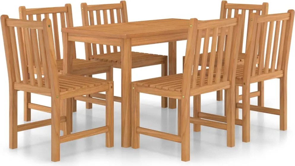 vidaXL 7 részes tömör tíkfa kerti étkezőgarnitúra 120 x 70 cm