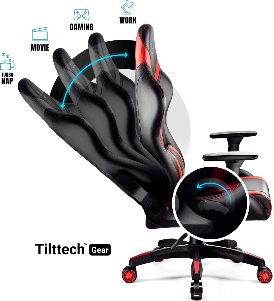 Gamer szék műbőr Normal Size, fekete-piros: Diablo X-Horn 2.0
