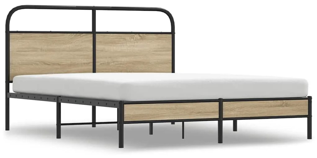 vidaXL ágykeret matrac nélkül 160x200 cm füstölt tölgy fűrészelt fa