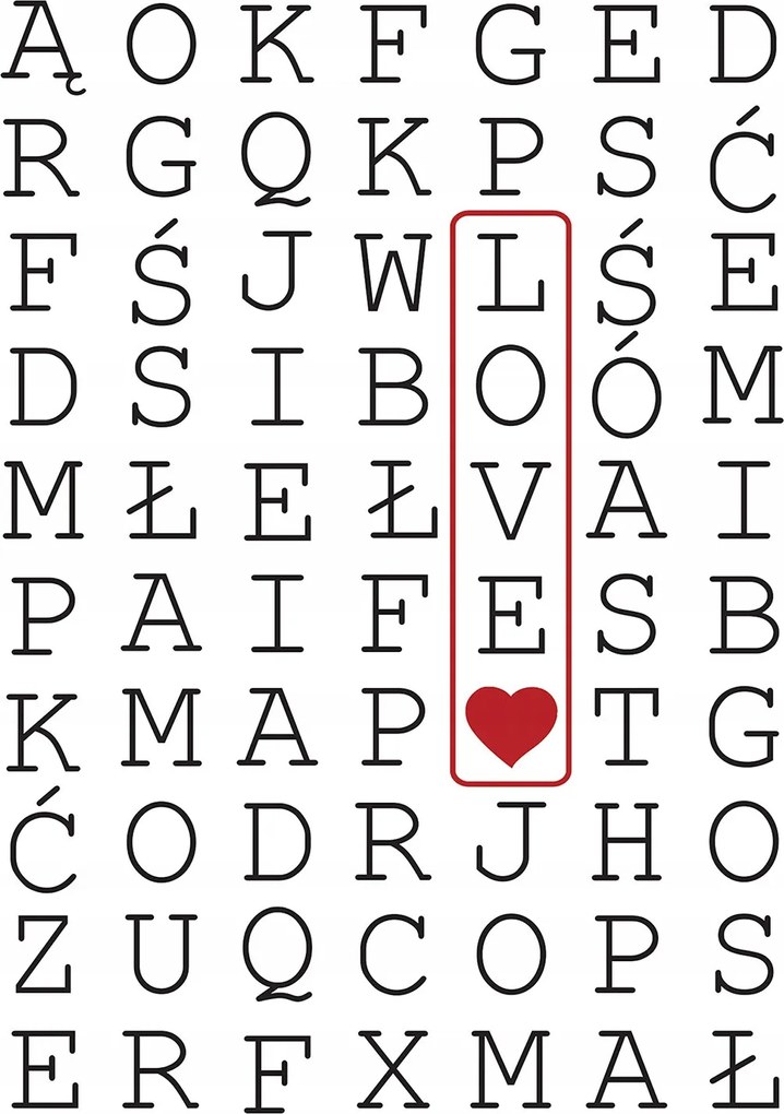 Flizelin fotótapéta Vagy A szeretet szíve Betűk Grafika 184x254 +ragasztó