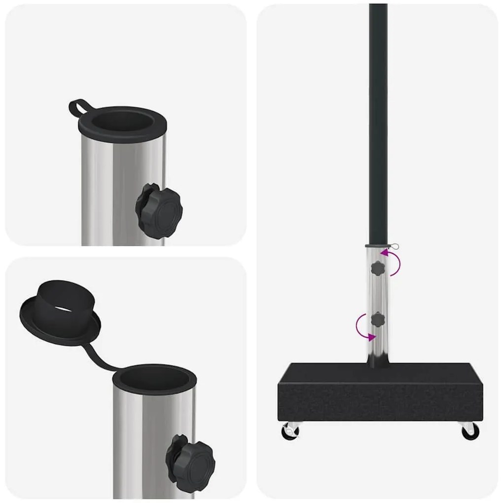 fekete gránit napernyőtalp 45 x 25 x 8 cm