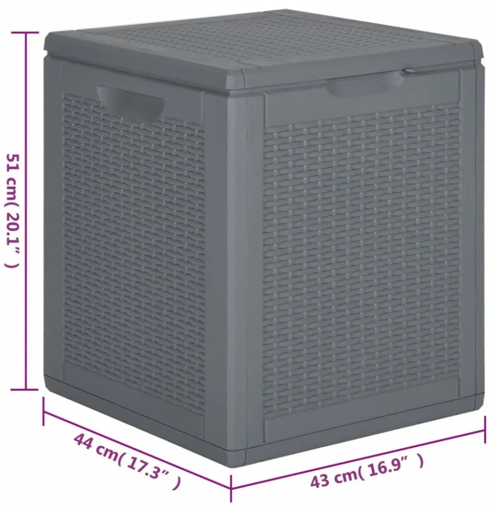 szürke PP rattan kerti tárolóláda 90 L