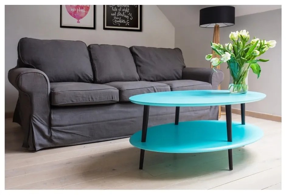 OVO világosszürke dohányzóasztal alsó polccal - Ragaba