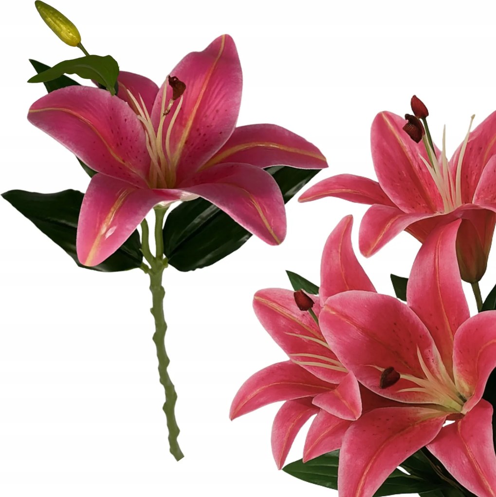 Mesterséges rózsa liliom a száron virág váza nád csokor 43cm