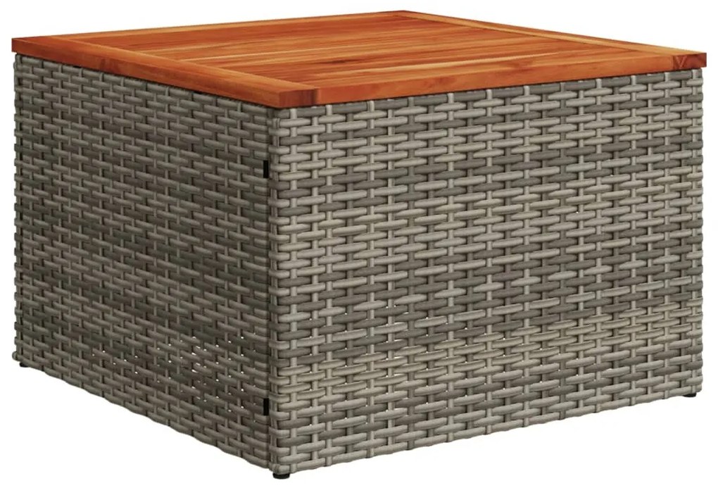 vidaXL szürke polyrattan és akácfa kerti asztal 55 x 55 x 37 cm