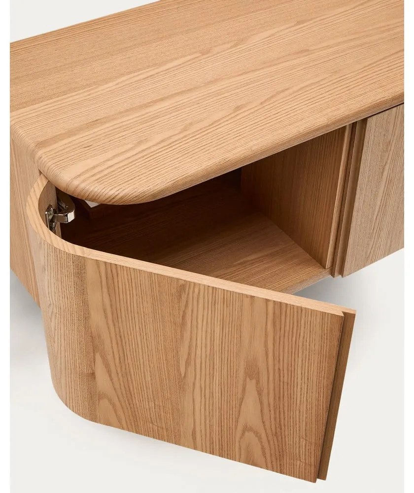 Natúr színű fali mosdó alatti szekrény kőrisfa dekorral 90x35 cm Salaya – Kave Home