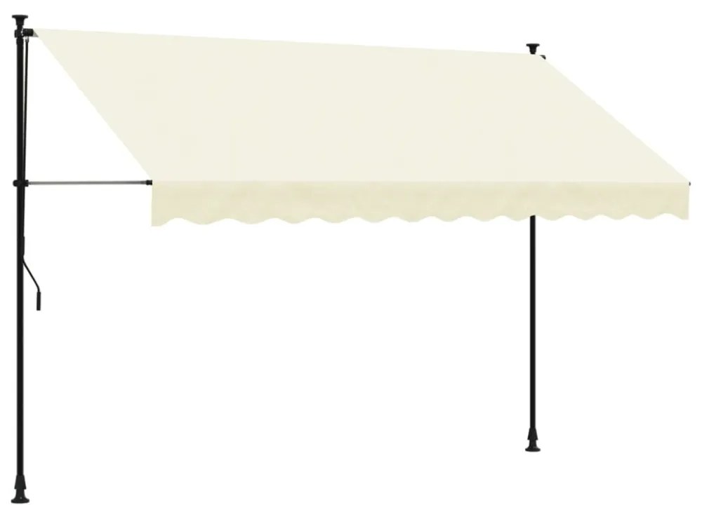 krémszínű szövet és acél feltekerhető napellenző 300 x 150 cm