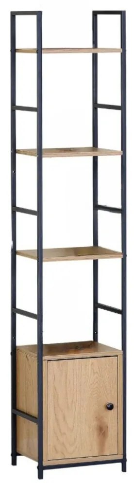 Intenso Home 5 szintes könyvespolc ajtóval 29 x 144cm (Aranytölgy) | Univerzális tároló állvány fém lábakkal