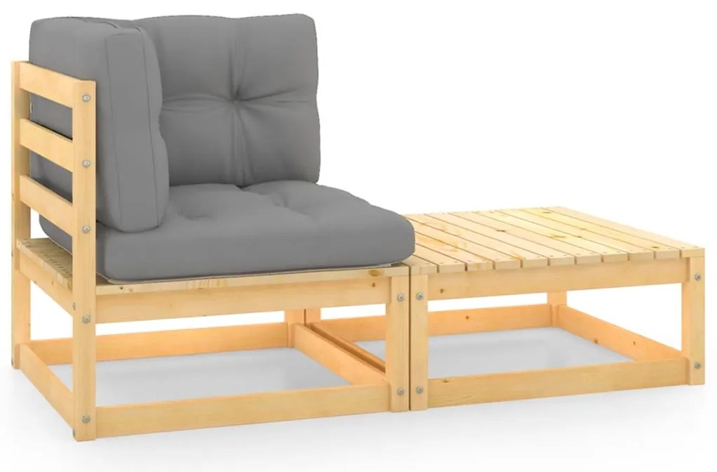 vidaXL 2 részes tömör fenyőfa kerti ülőgarnitúra párnákkal