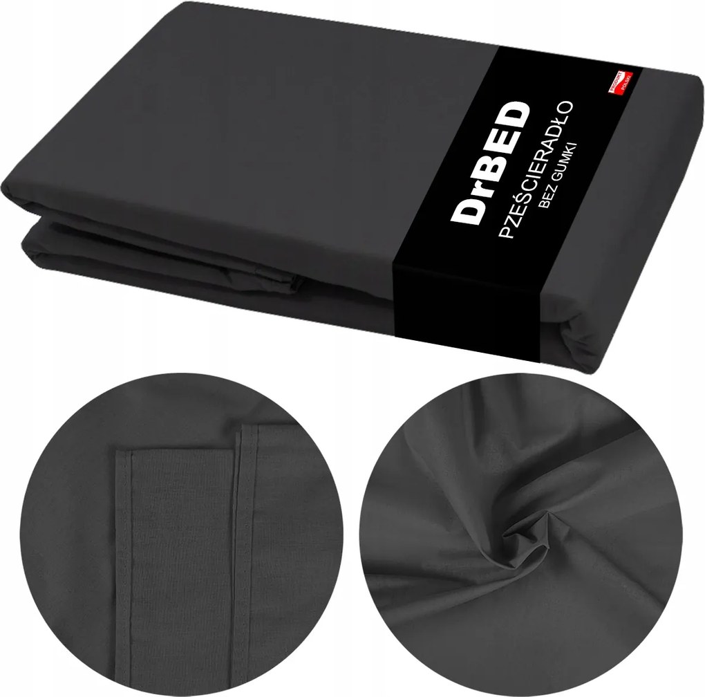 Lepedő gumi nélküli160x210 Pamut 100 % Vastag Puha Grafit Lengyel