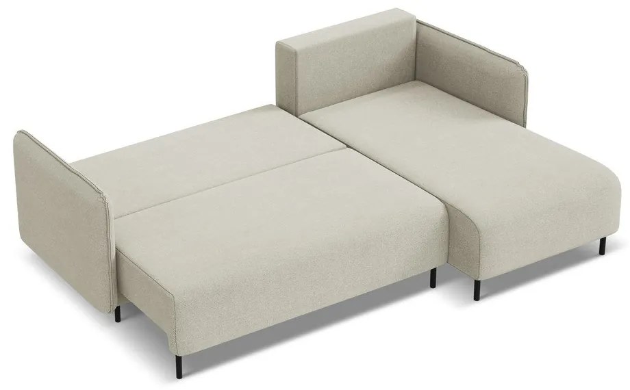 Bézs kinyitható-tárolóhelyes sarokkanapé (jobb oldali) Luana – Makamii
