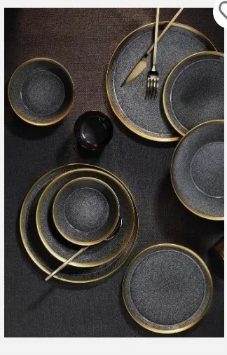 Étkészlet 16 Részes Szürke-arany Porcelán