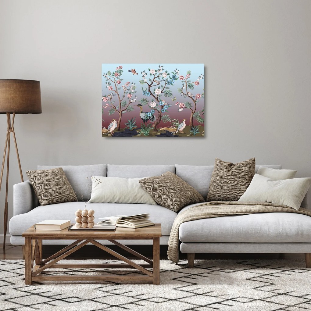 Kép - madár park (üvegen) (70x50 cm)
