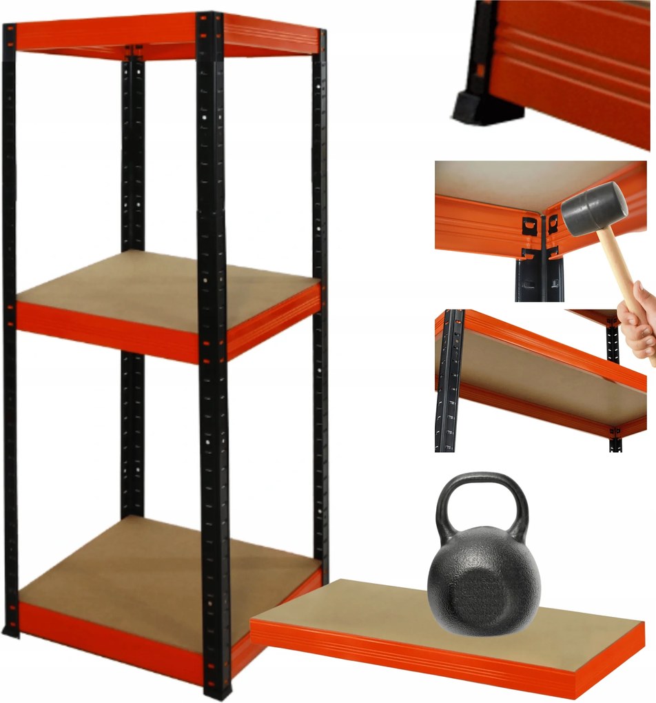 Helios fém műhelytároló állvány 90x35x35cm 3Px175kg Tömör