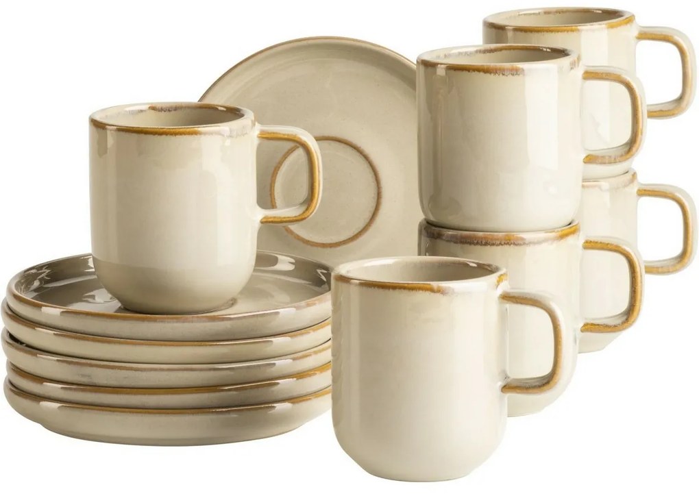 Mäser Espressócsésze-készlet alátétekkel CordeliaSand, 6+6 db