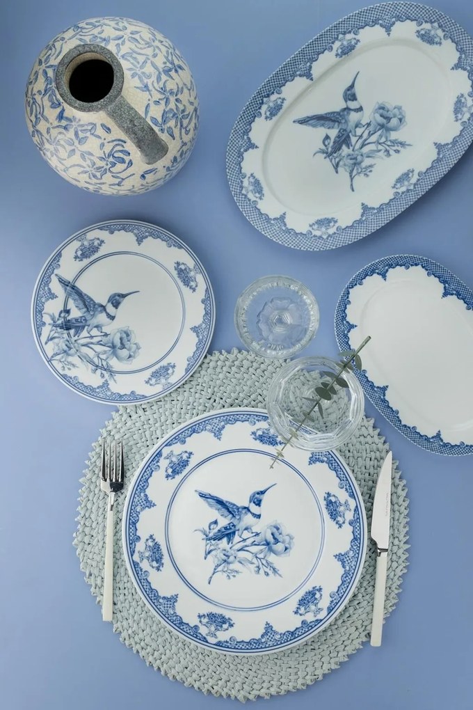 26 részes porcelán étkészlet kék-fehér